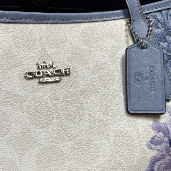 Coach Floral Periwinkle Reversible Tote and Wallet - Picture 5 of 17